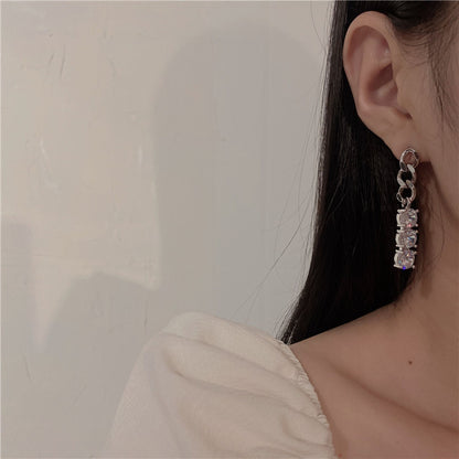 Yao Zircon Earrings Cold Wind Atmosphere Silver Hee-Jewearrings