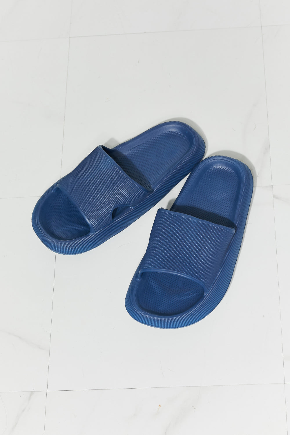 MMShoes Arms Around Me Open Toe Slide in Navy-Jewearrings