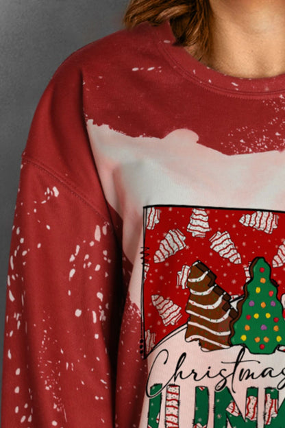 CHRISTMAS TREE JUNKIE Round Neck Long Sleeve Sweatshirt-Jewearrings