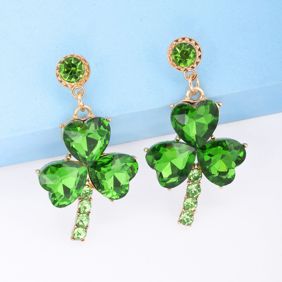 Women's Fashion Green Eardrops Stud Earrings-Jewearrings