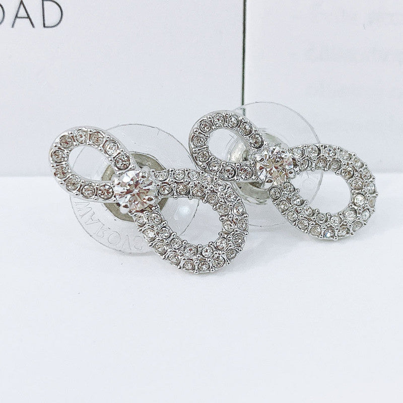 Crystal Series Infinite Love 8 Stud Earrings Fashionable Versatile Silver Earrings Full Of Diamonds-Jewearrings