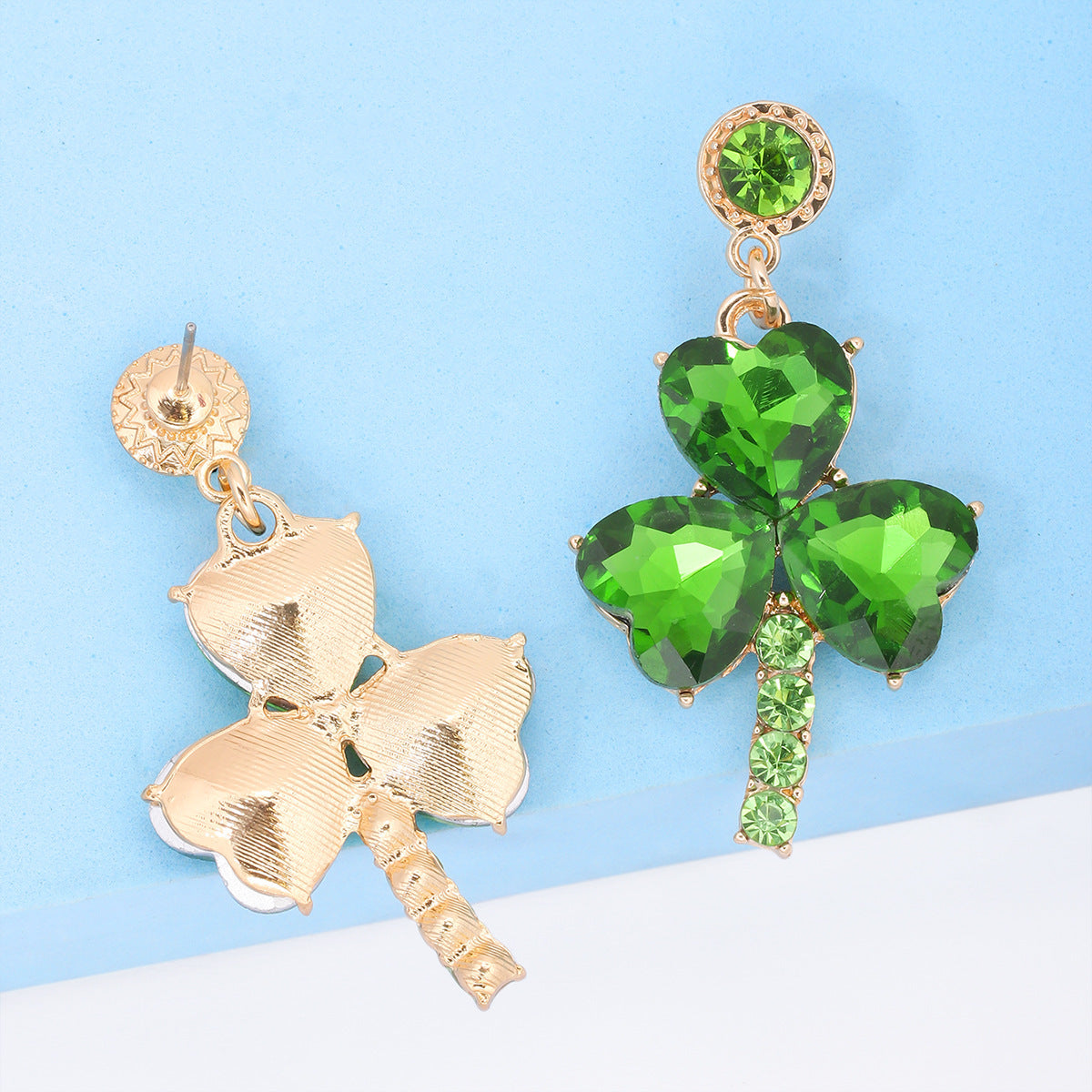 Women's Fashion Green Eardrops Stud Earrings-Jewearrings