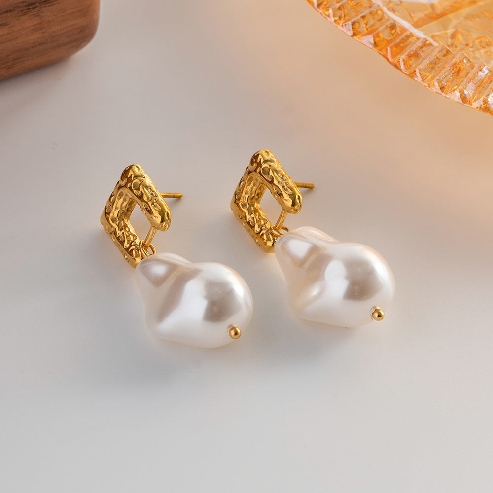 Retro In Ancient Style Irregular Natural Pearl Earrings-Jewearrings