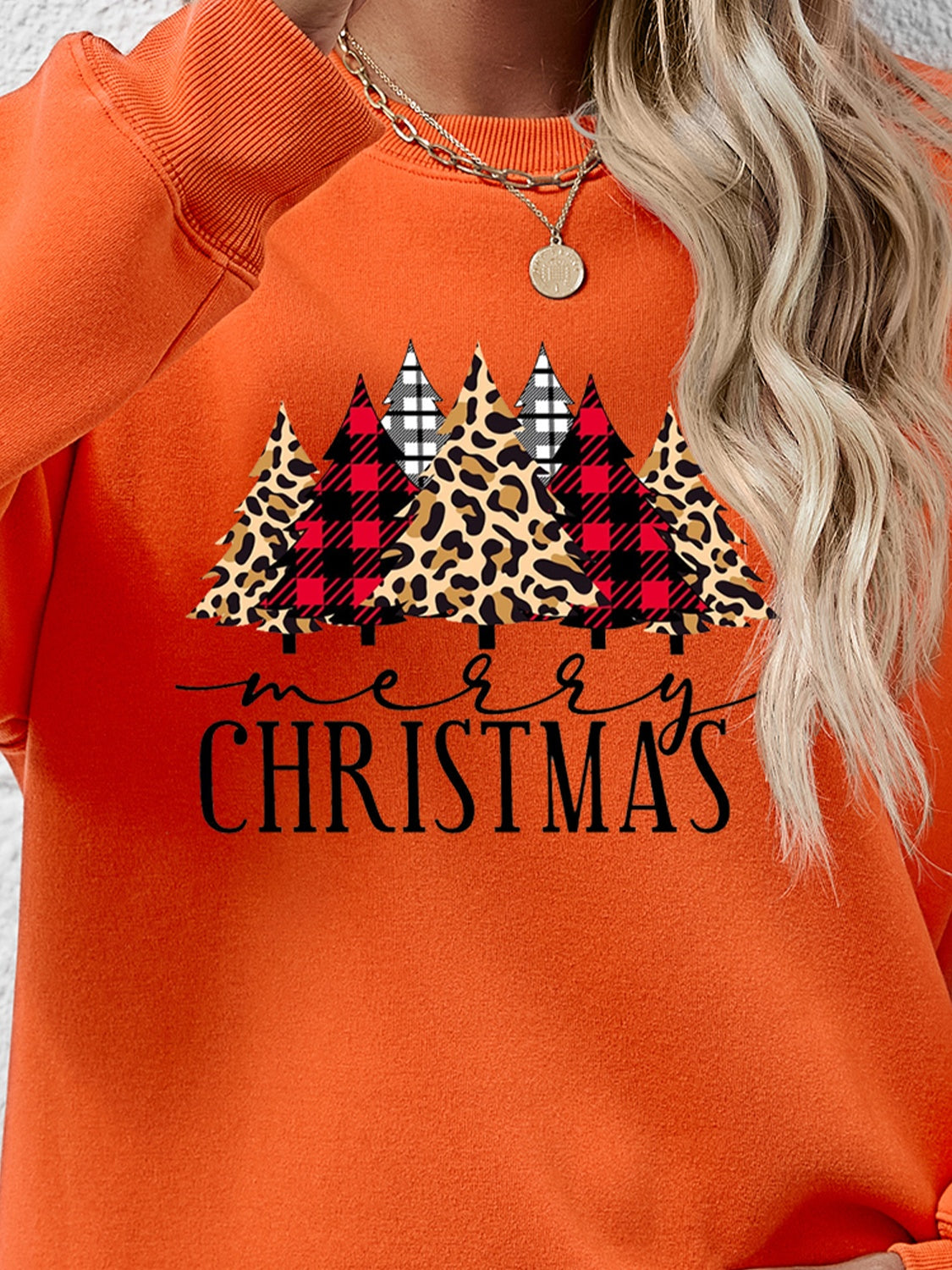 MERRY CHRISTMAS Round Neck Long Sleeve Sweatshirt-Jewearrings