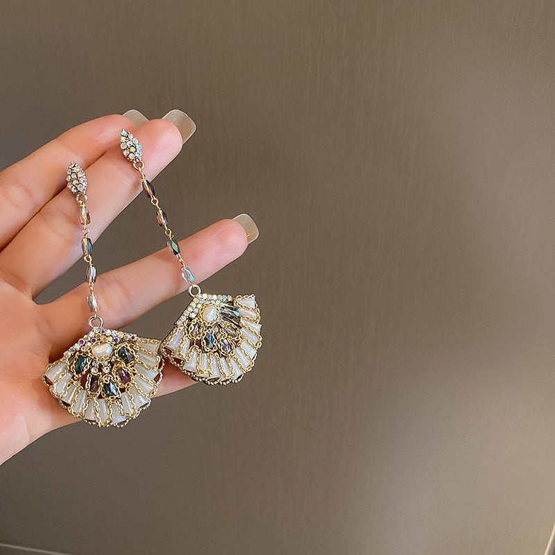 Irregular Rhinestone Pearl Earrings-Jewearrings