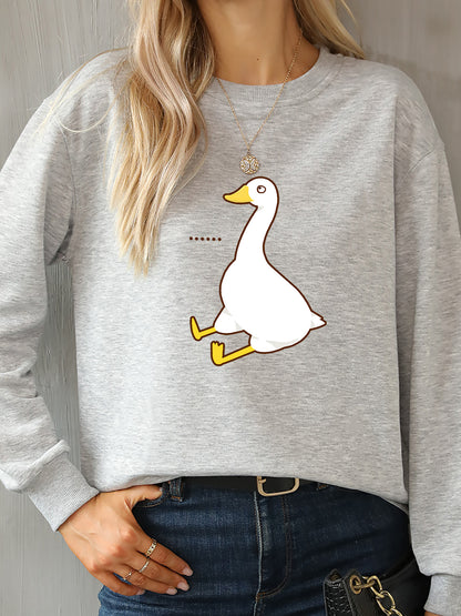 Goose Graphic Round Neck Sweatshirt-Jewearrings