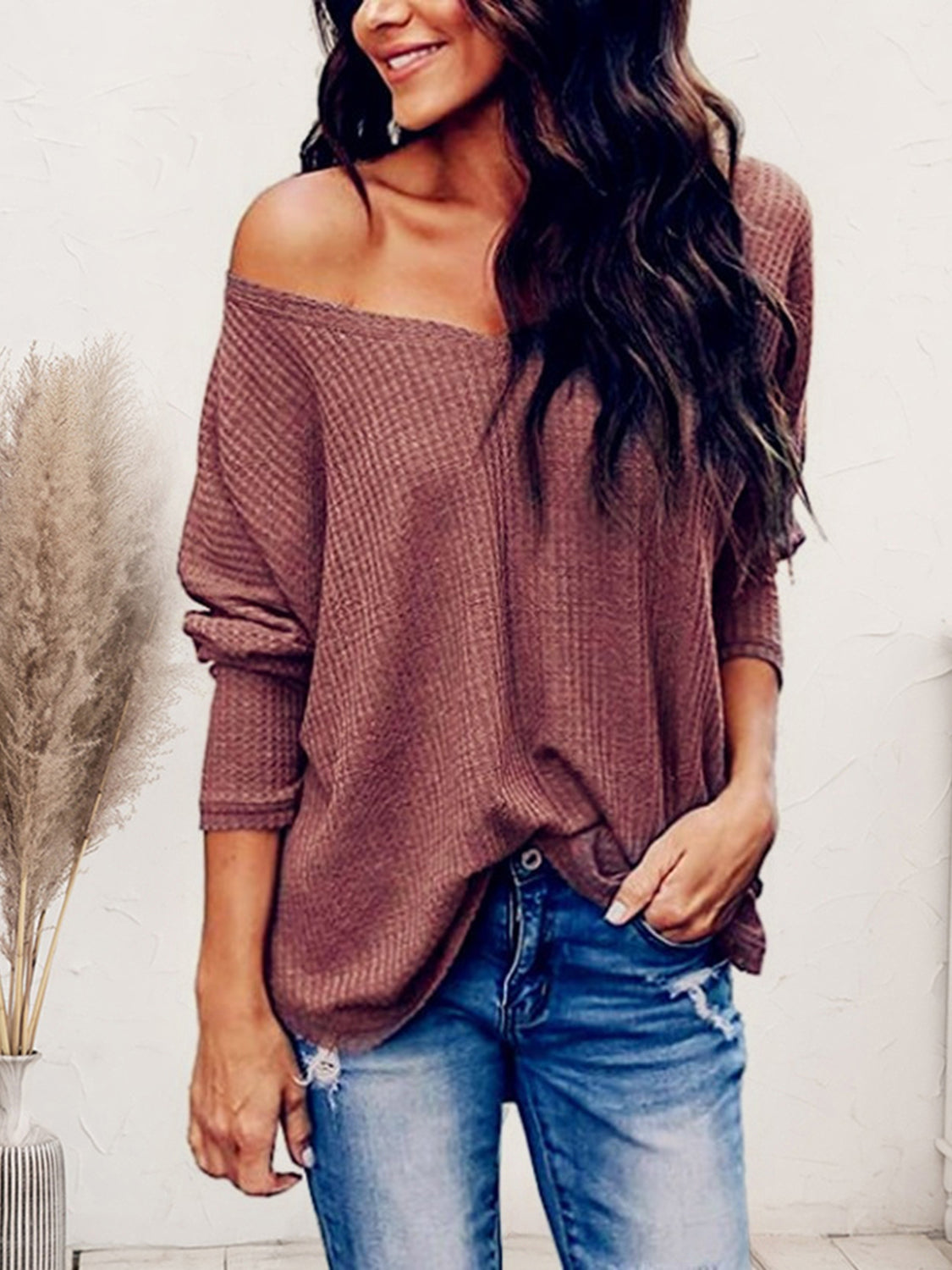 V-Neck Long Sleeve T-Shirt-Jewearrings