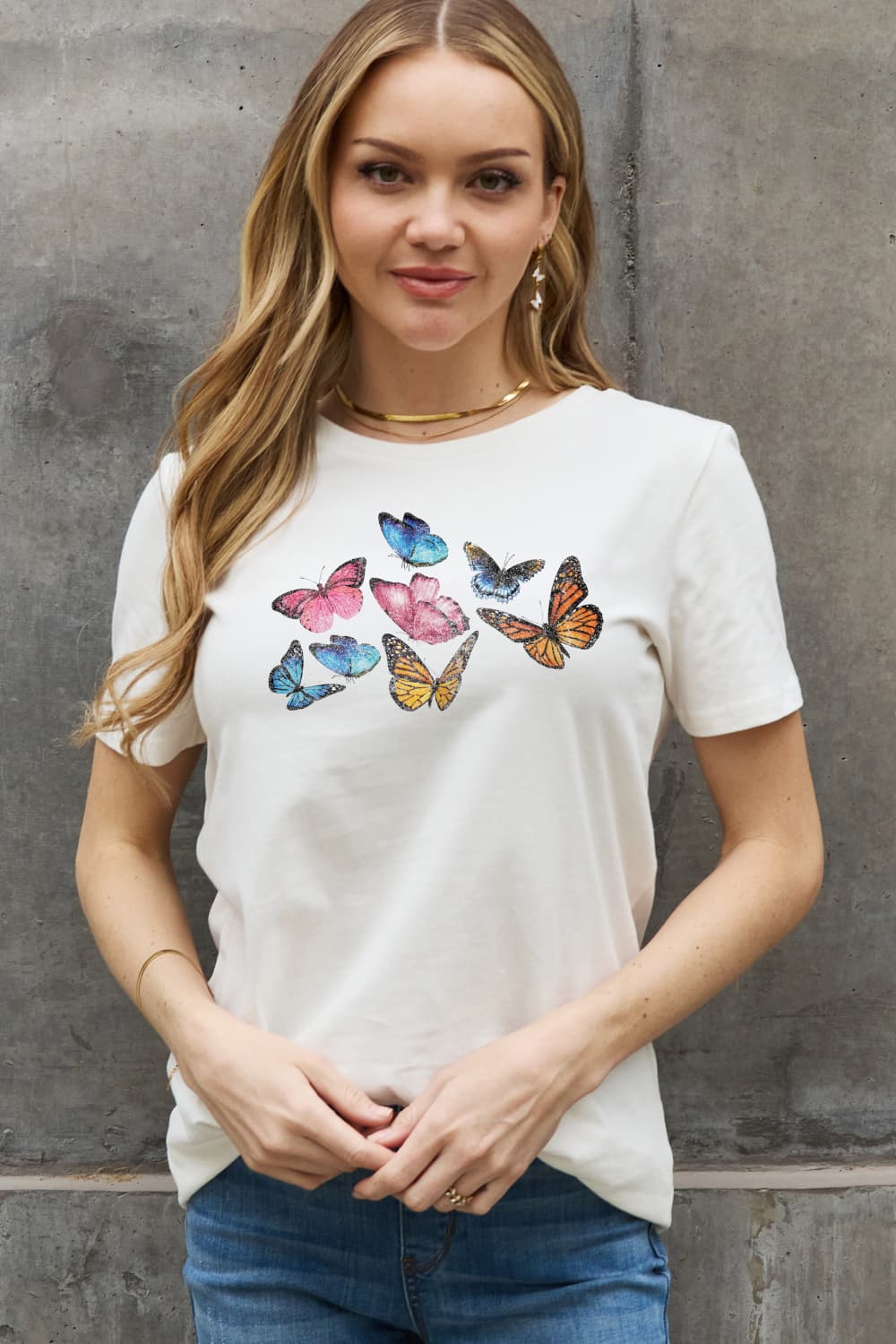 Simply Love Full Size Butterfly Graphic Cotton Tee-Jewearrings