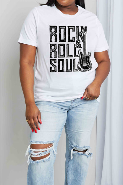 Simply Love Full Size ROCK & ROLL SOUL Graphic Cotton T-Shirt-Jewearrings