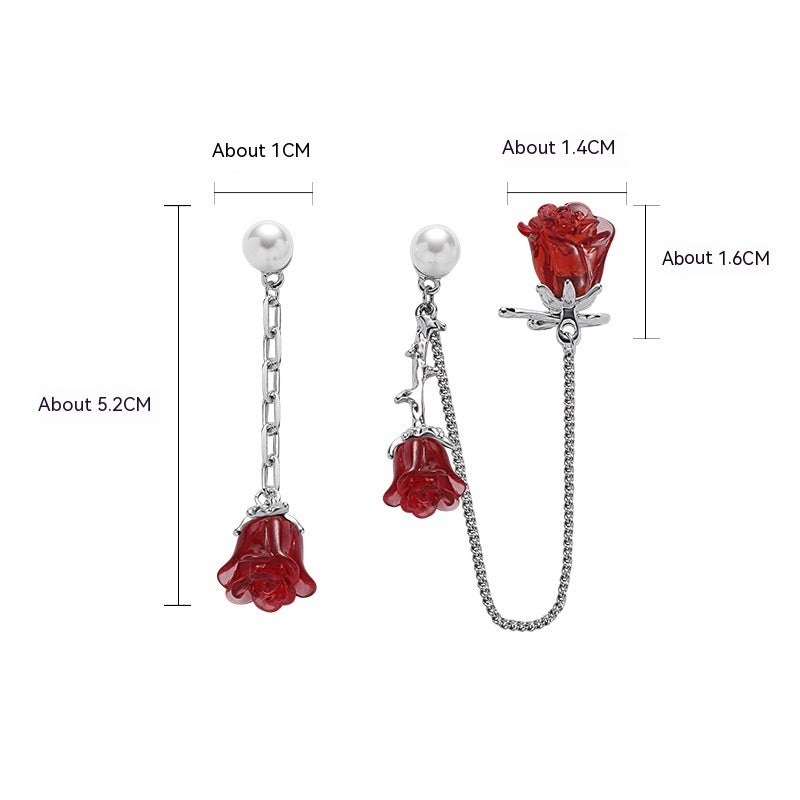 Red Rose Bow Earrings For Women-Jewearrings