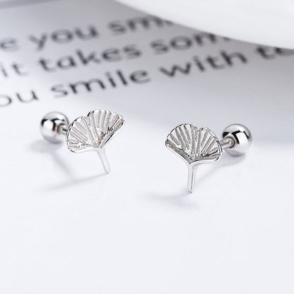 Apricot Leaf Thread Stud Earrings Women's Sterling Silver Fashion-Jewearrings