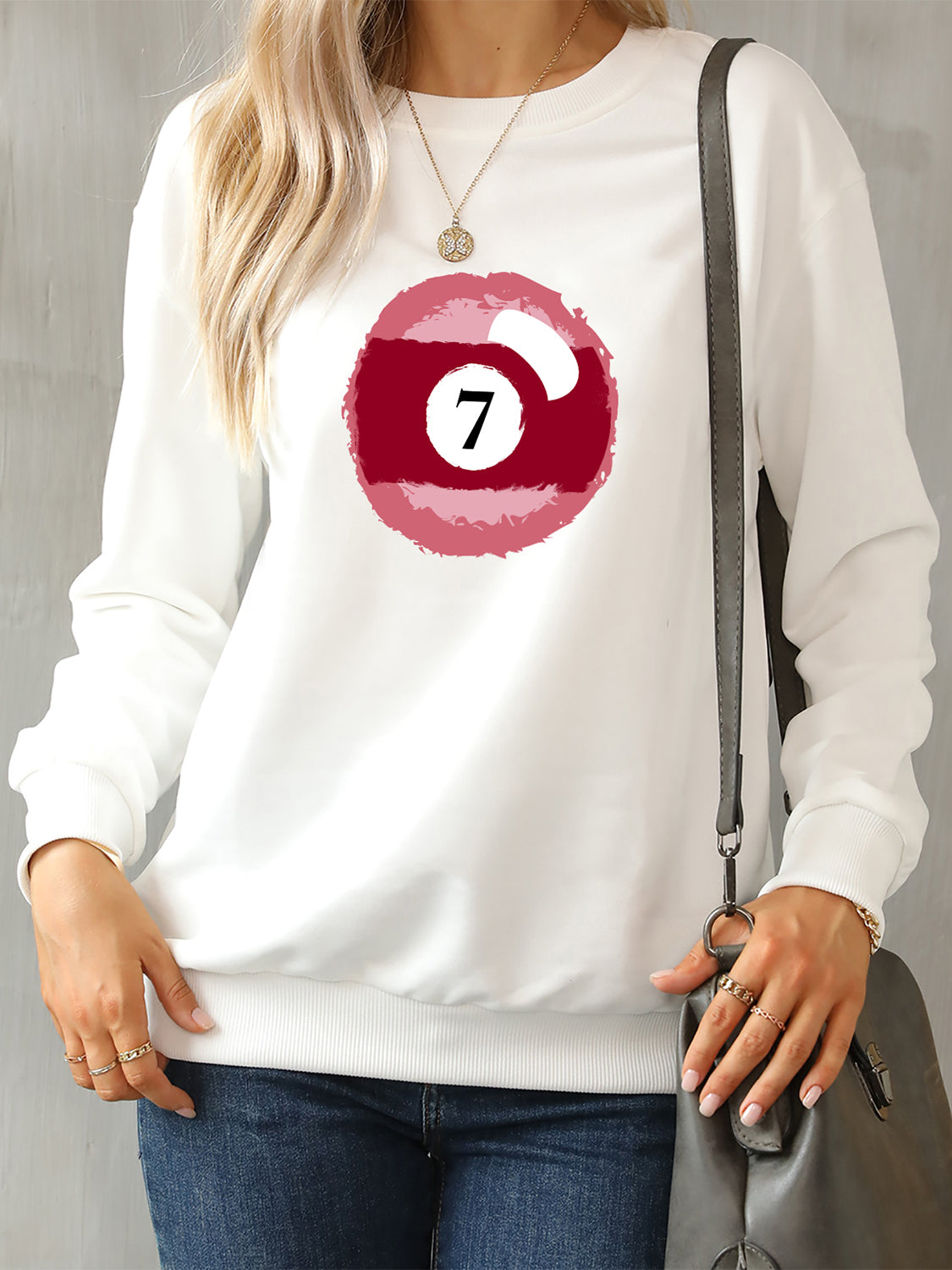 Billiard Graphic Round Neck Sweatshirt-Jewearrings