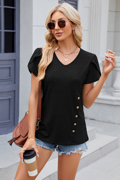 V-Neck Short Sleeve T-Shirt-Jewearrings