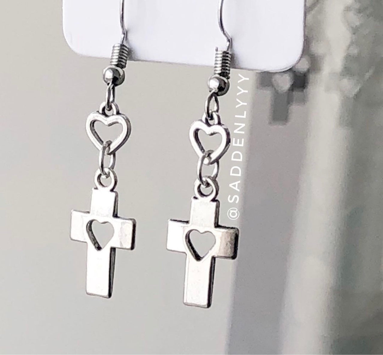 Heart Cross Women's Geometric Earrings-Jewearrings