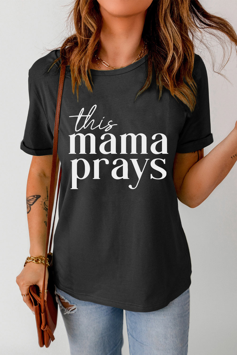 THIS MAMA PRAYS Graphic Tee-Jewearrings