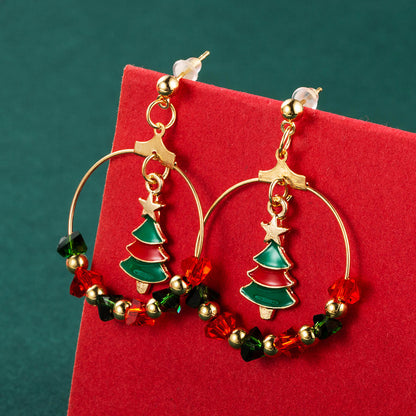 Creative Christmas Tree Bow Pendant Earrings-Jewearrings