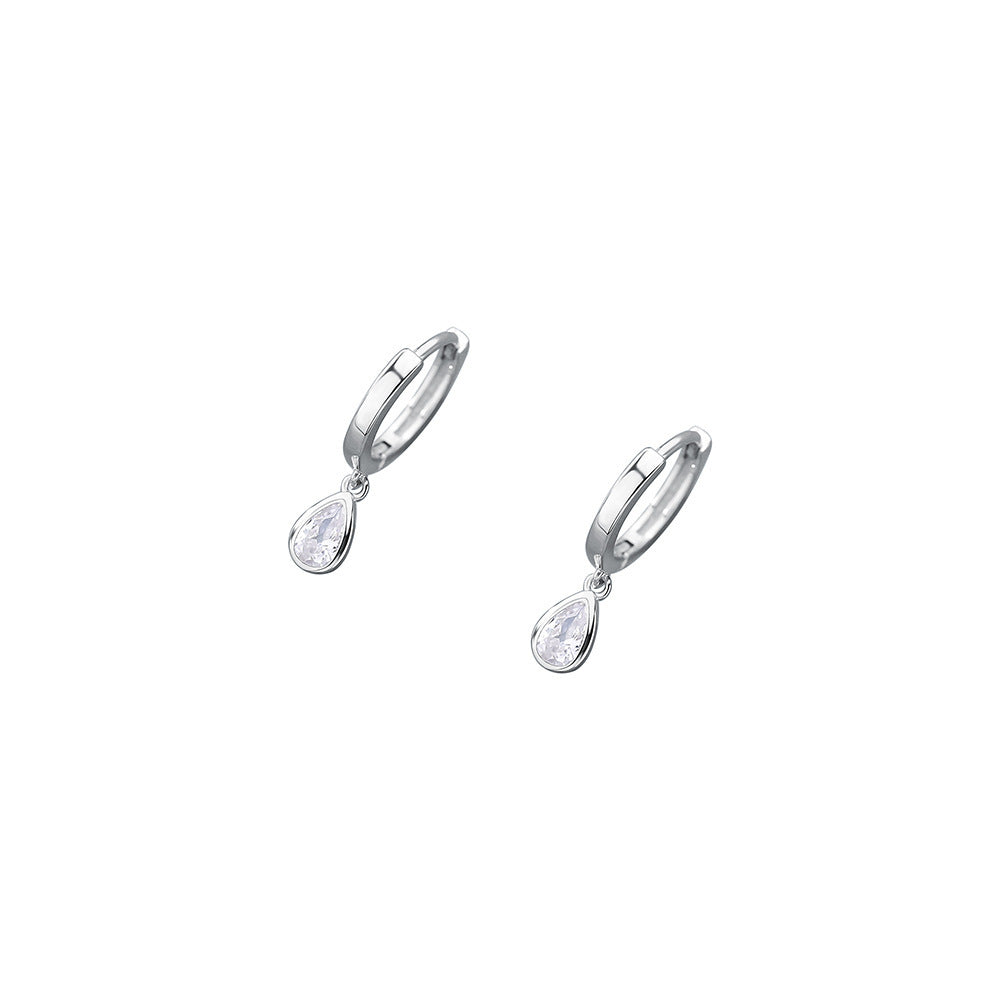 Sterling Silver Drop Zircon Earrings-Jewearrings