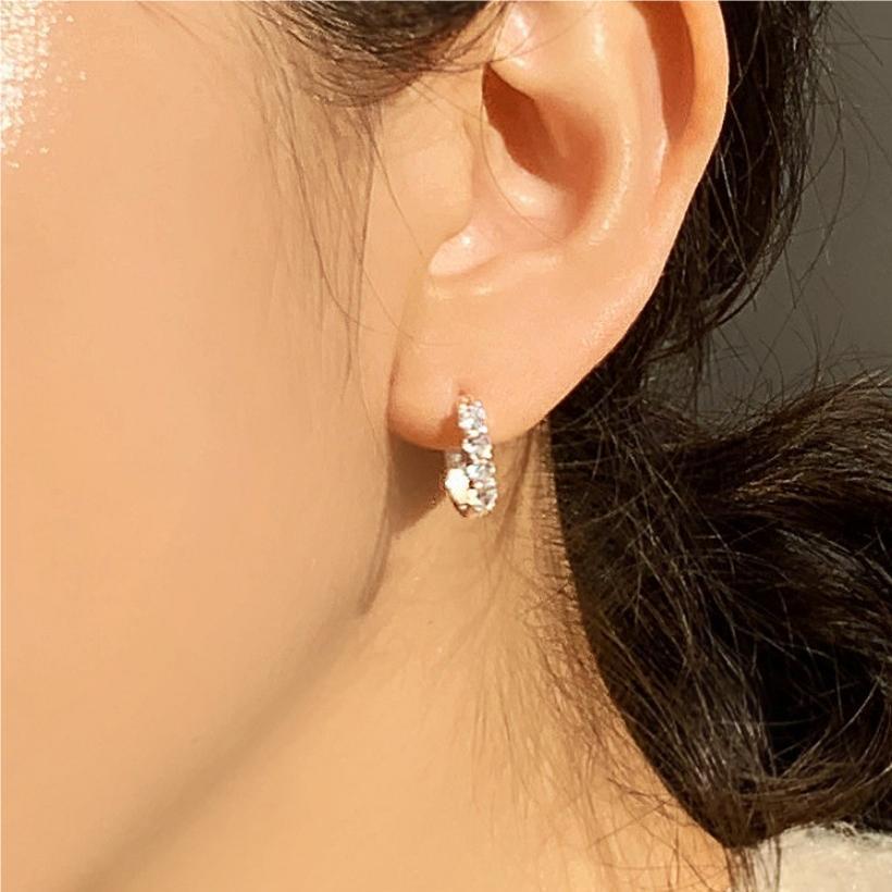 Women's Simple Sterling Silver Zircon Stud Earrings-Jewearrings