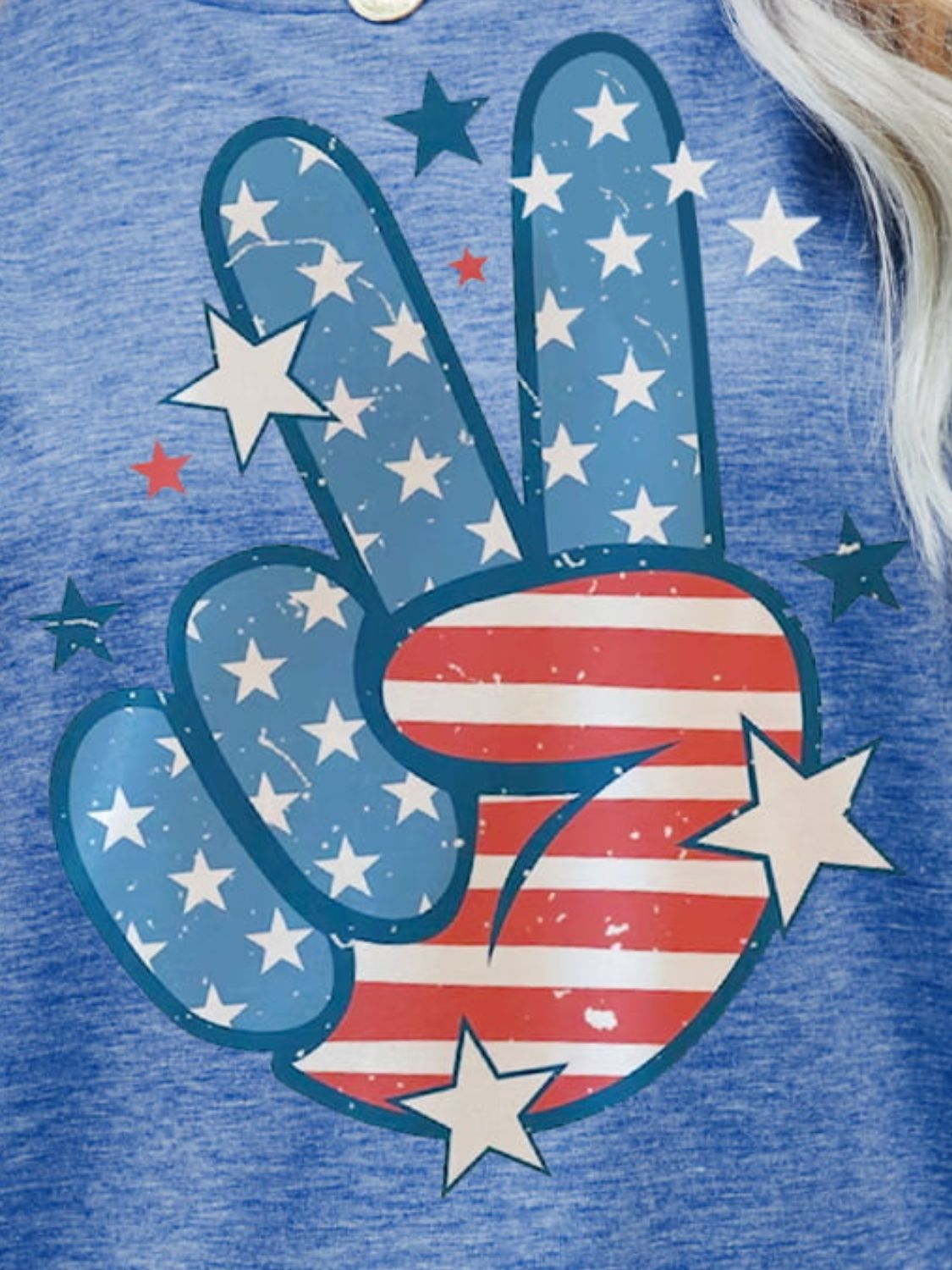 US Flag Peace Sign Hand Graphic Tee-Jewearrings