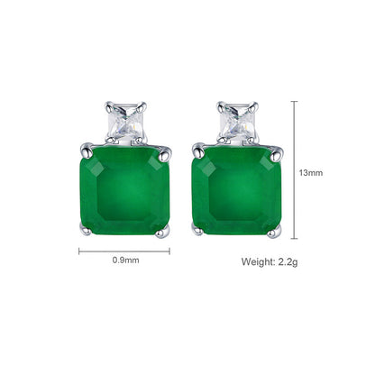 Ectangular Emerald Emerald Earrings With High-end Temperament-Jewearrings