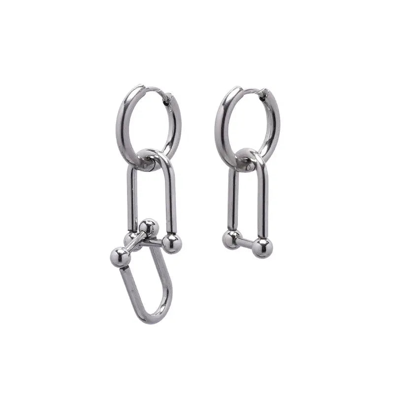 Titanium Earrings Horseshoe Buckle-Jewearrings