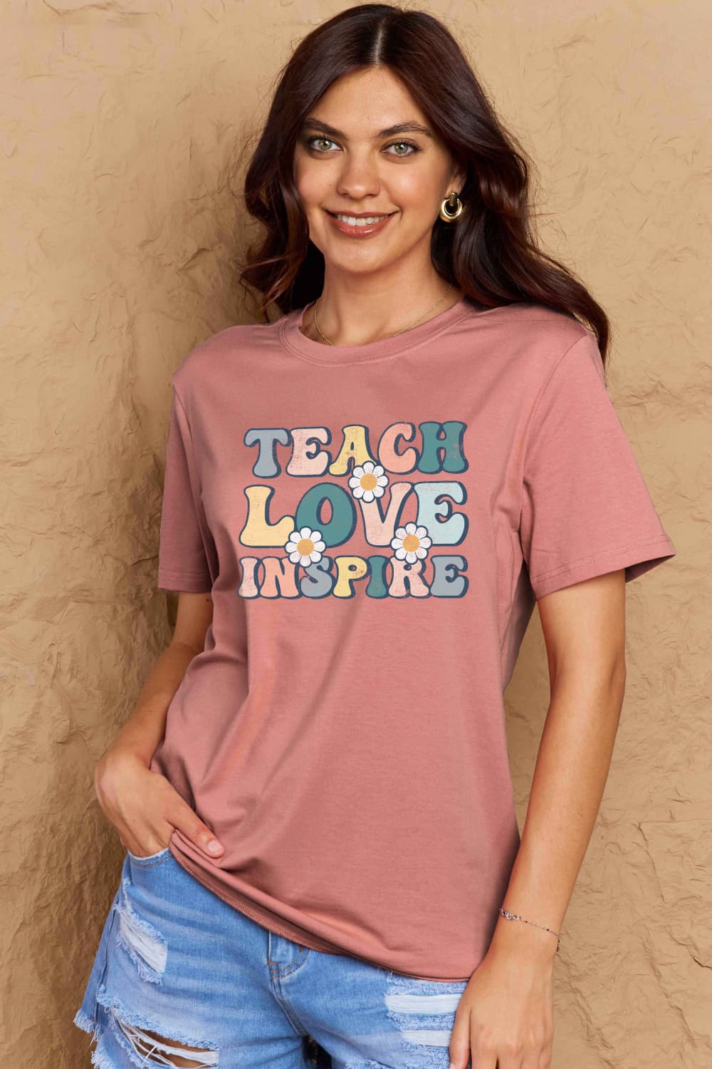 Simply Love Full Size TEACH LOVE INSPIRE Graphic Cotton T-Shirt-Jewearrings