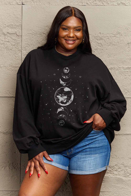 Simply Love Full Size Earth & Moon Graphic Sweatshirt-Jewearrings