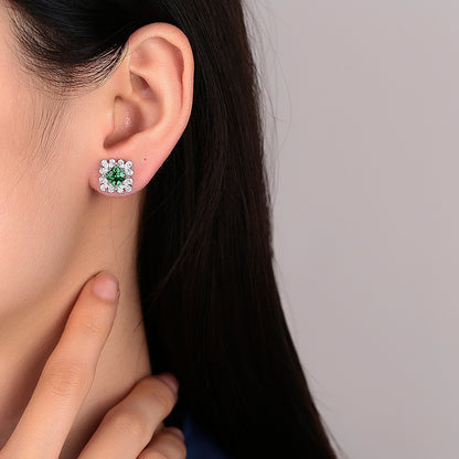 Emerald Stud Earrings Female Temperament Advanced-Jewearrings