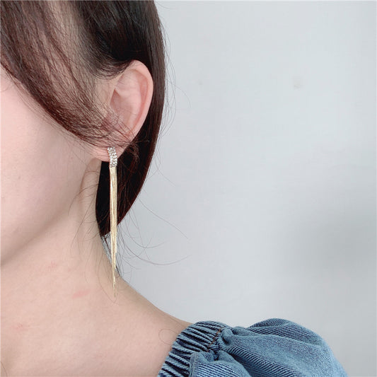 Sterling Silver Needle Cold Style Tassel Wild Earrings-Jewearrings