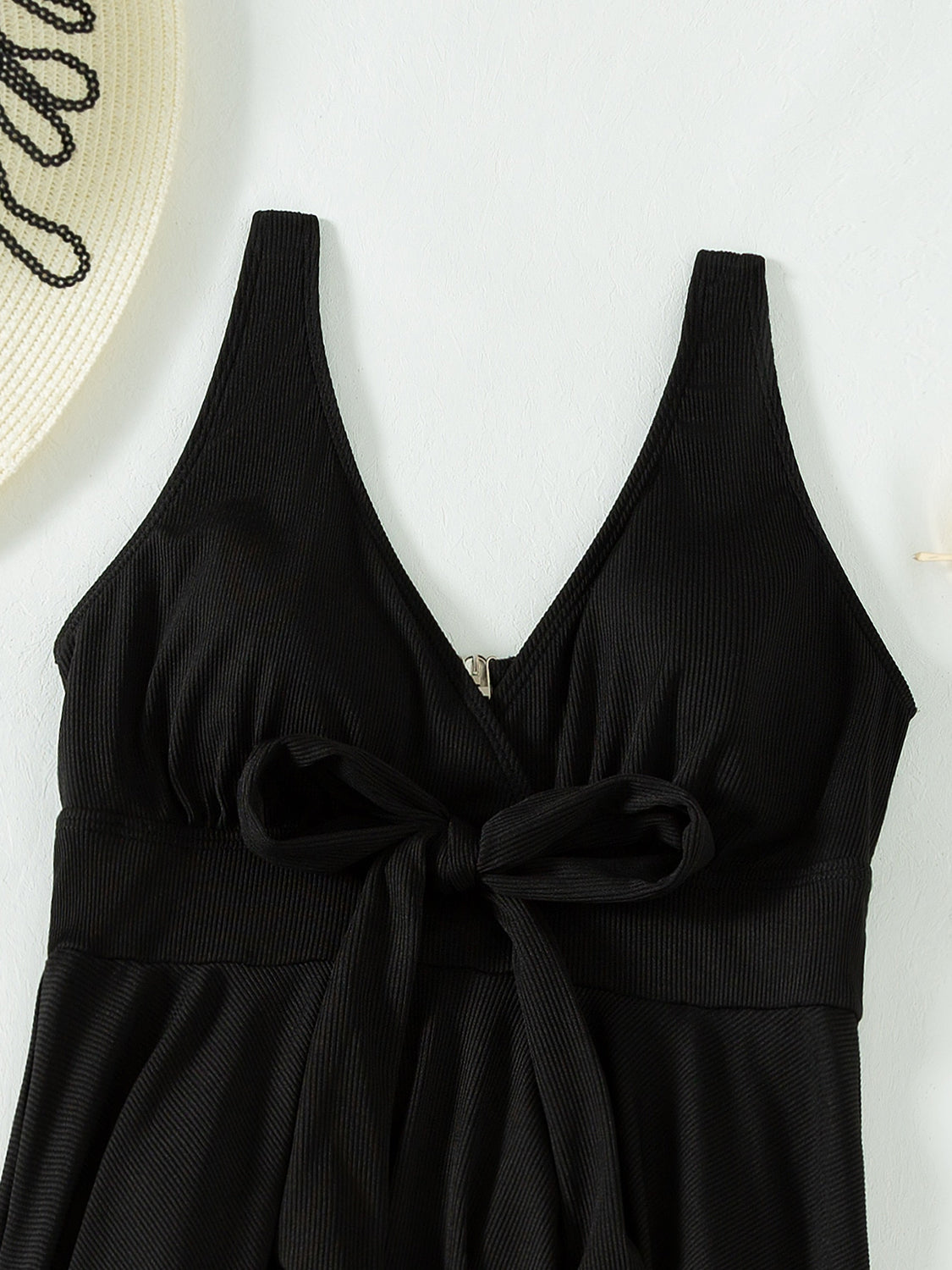 Tied V-Neck Wide Strap One-Piece Swimwear-Jewearrings