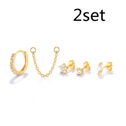 S925 Sterling Silver Fashion Personality Stud Earrings Set-Jewearrings