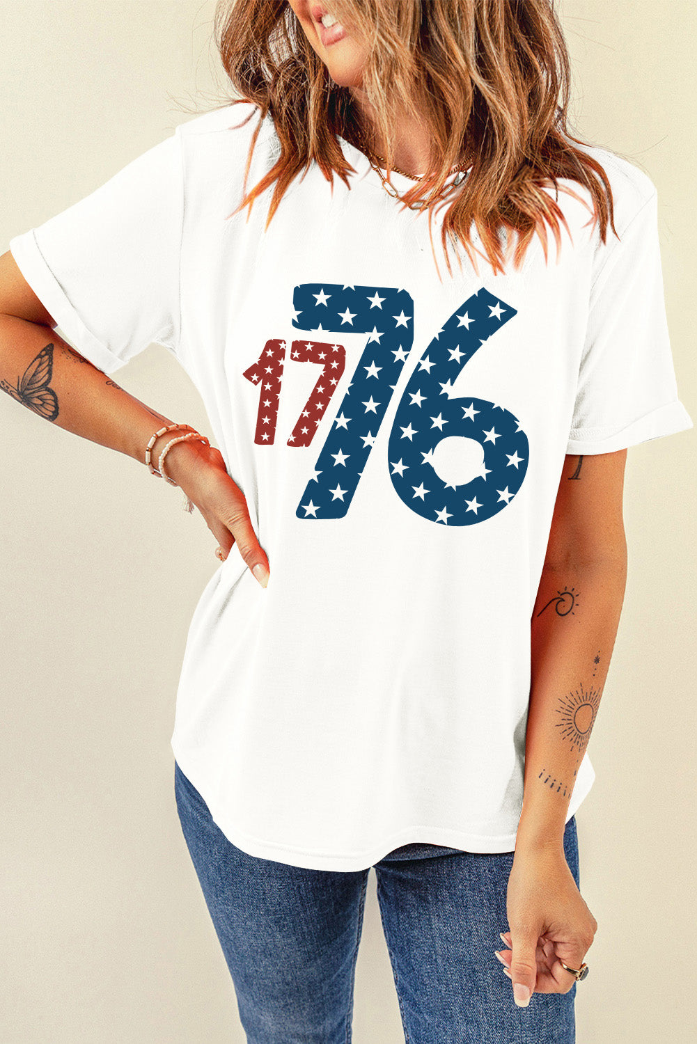 1776 Round Neck Short Sleeve T-Shirt-Jewearrings