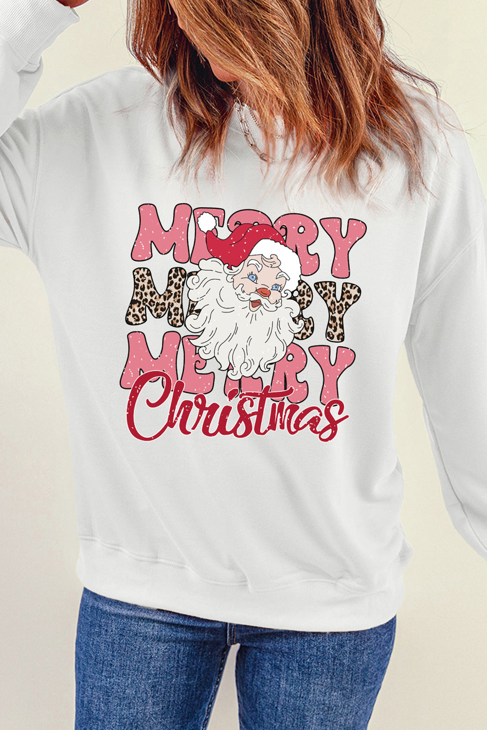 MERRY CHRISTMAS Round Neck Dropped Shoulder Sweatshirt-Jewearrings