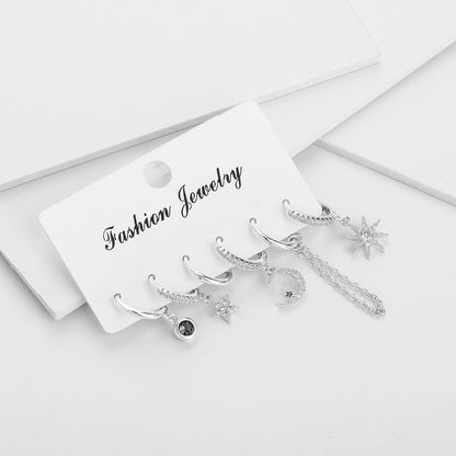 Moon Star Set Ear Clip Earrings-Jewearrings