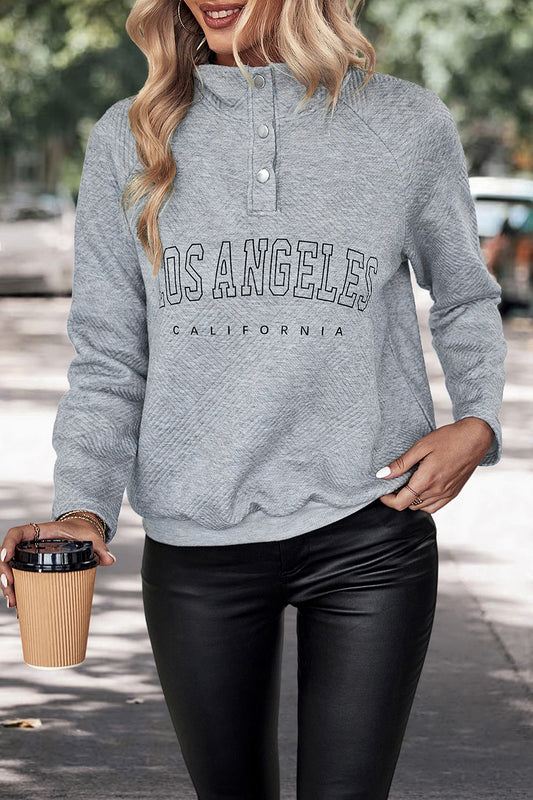 LOS ANGELES CALIFORNIA Graphic Quarter-Snap Sweatshirt-Jewearrings