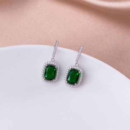 Sterling Silver Petite Emerald Earrings Female Net Red-Jewearrings