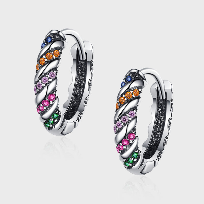 925 Sterling Silver Multi-color Striped Earrings For Women-Jewearrings