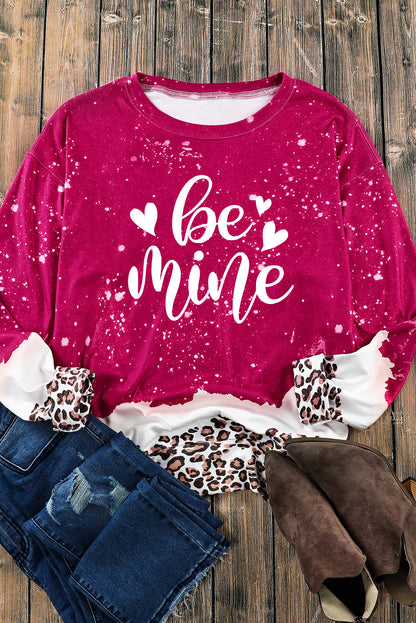 BE MINE Leopard Round Neck Sweatshirt-Jewearrings