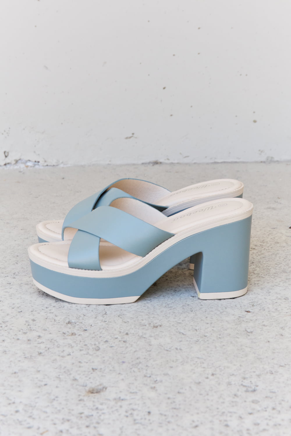 Weeboo Cherish The Moments Contrast Platform Sandals in Misty Blue-Jewearrings