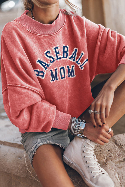 BASEBALL MOM Graphic Drop Shoulder Sweatshirt-Jewearrings