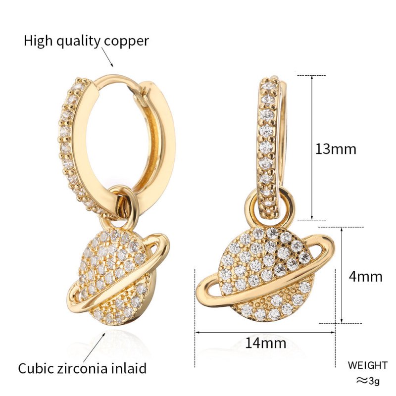 Delicate Copper Gold Plated Zircon Earrings-Jewearrings