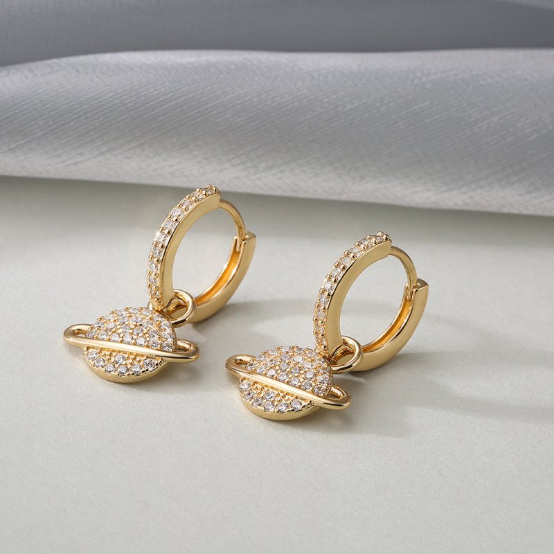 Delicate Copper Gold Plated Zircon Earrings-Jewearrings