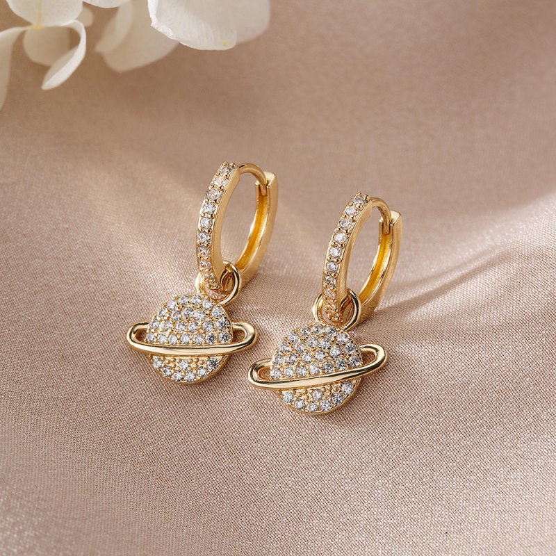 Delicate Copper Gold Plated Zircon Earrings-Jewearrings