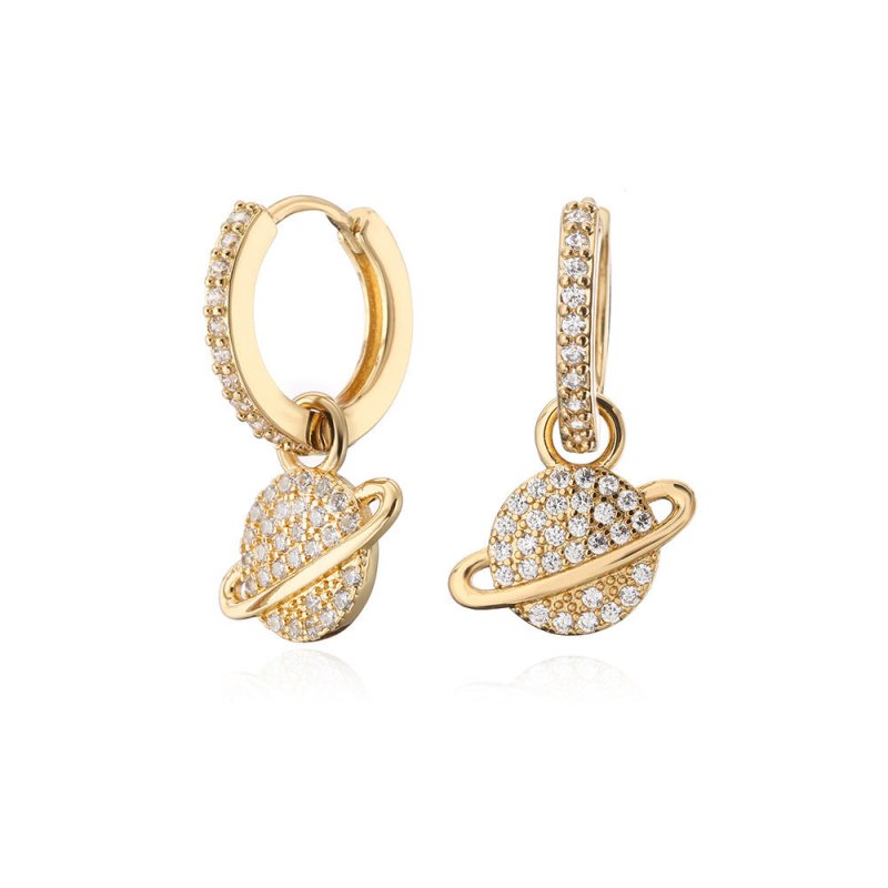 Delicate Copper Gold Plated Zircon Earrings-Jewearrings