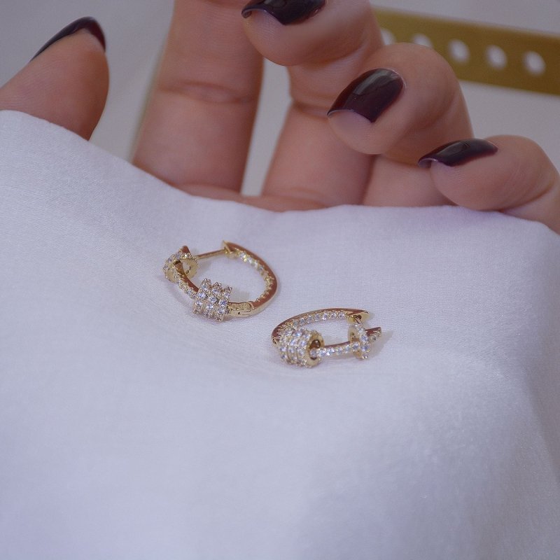 Delicate Micro-set Sparkling Diamond Hoop Earrings-Jewearrings