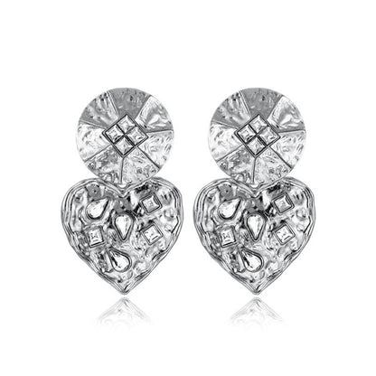 Delicate Stud Earrings With Diamond-encrusted Metal Foil-Jewearrings