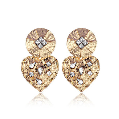 Delicate Stud Earrings With Diamond-encrusted Metal Foil-Jewearrings