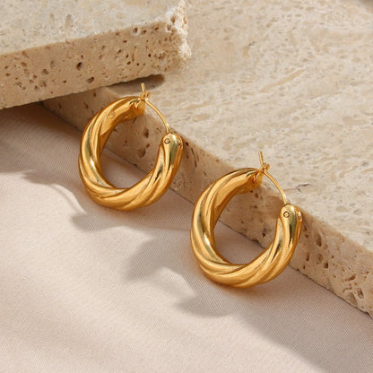 Denisse Twisted Hoop Earrings-Jewearrings