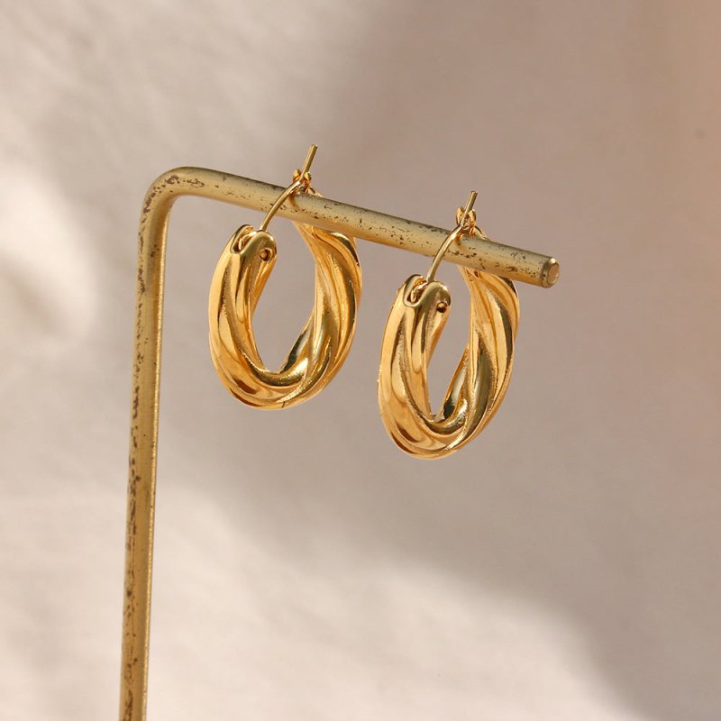 Denisse Twisted Hoop Earrings-Jewearrings