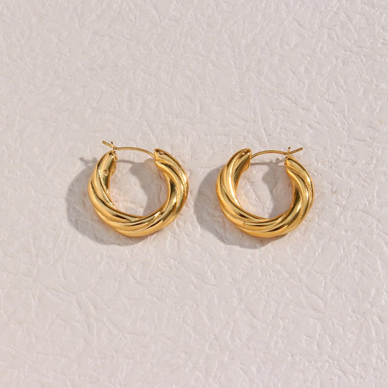 Denisse Twisted Hoop Earrings-Jewearrings